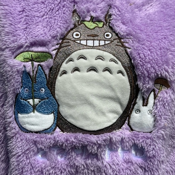 Purple Fuzzy Sweater with Totoro Design size medium NWT shorts NOT included - Picture 2 of 5